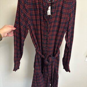 GAP Red and Blue Plaid Long Sleeve Dress